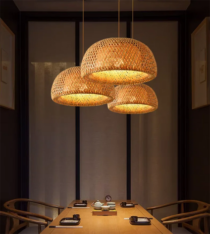 Hand-Knitted Chinese Bamboo Pendant Lamp – Elegant Weaving Chandelier for Home & Restaurant