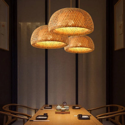 Hand-Knitted Chinese Bamboo Pendant Lamp – Elegant Weaving Chandelier for Home & Restaurant