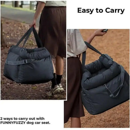 Deluxe Faux Leather Dog Car Seat Booster Bed - Urban Voyager