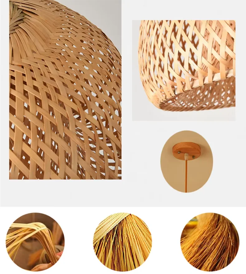 Hand-Knitted Chinese Bamboo Pendant Lamp – Elegant Weaving Chandelier for Home & Restaurant