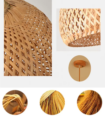 Hand-Knitted Chinese Bamboo Pendant Lamp – Elegant Weaving Chandelier for Home & Restaurant
