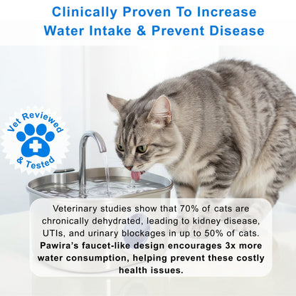 Protect your cat from dehydration and urinary emergencies with Pawira