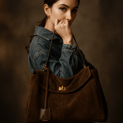 Moira Bag – Genuine Suede Tote & Full-Grain Leather Lining